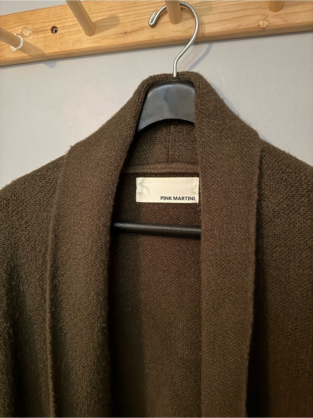Pink Martini Dark Dark Olive Green Shawl-Collar Cardigan